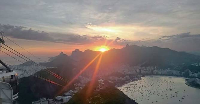 Rio de Janeiro - Last Sunbeams of the day over Rio at Sugarloaf