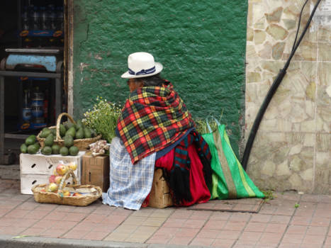 Cuenca - Straatverkoopster in Cuenca, Ecuador