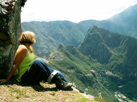 Machu Picchu - Op weg naar Intipunku (zonnepoort) met uitzicht op Machu Picchu