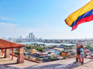 Cartagena - Uitzicht over Bocagrande en Cartagena vanaf San Felipe